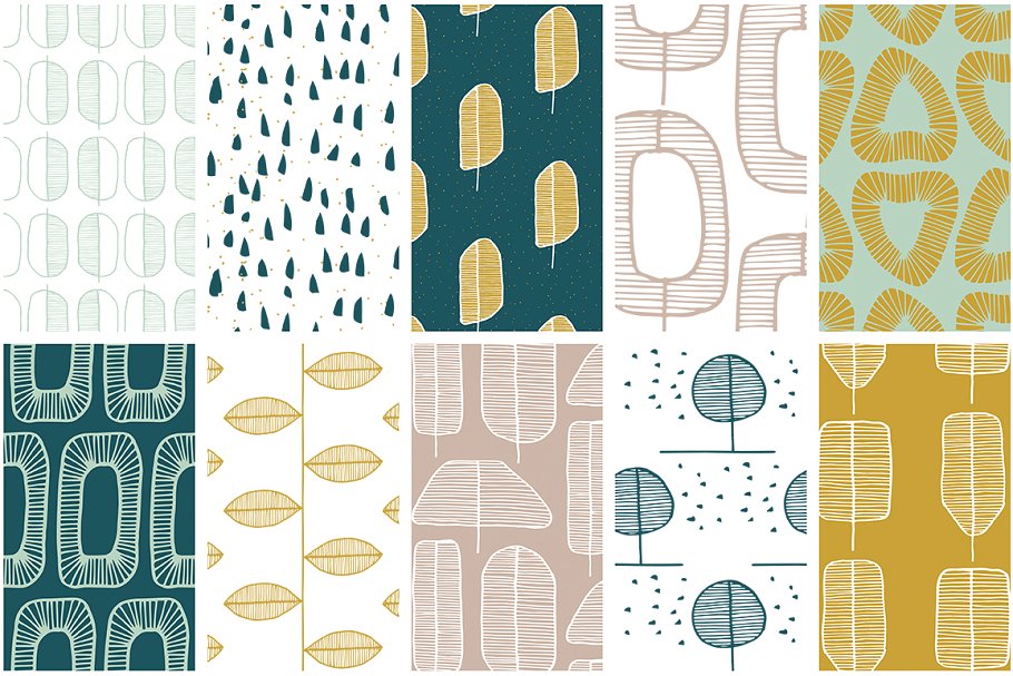 春天森林无缝图案纹理 Spring Forest Seamless Patterns插图(8)