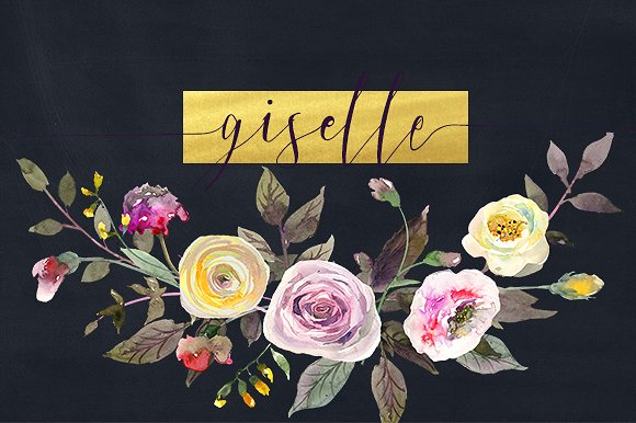 黄色粉色水彩花卉剪贴画合集 Watercolor Pink Yellow Flowers插图(13)