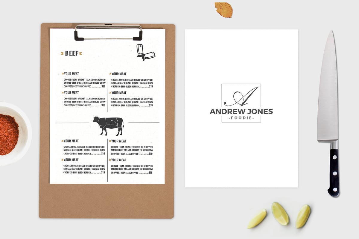 极简主义餐厅菜谱菜单设计样机Vol.3 Food Menu Mock Up Vol 03插图