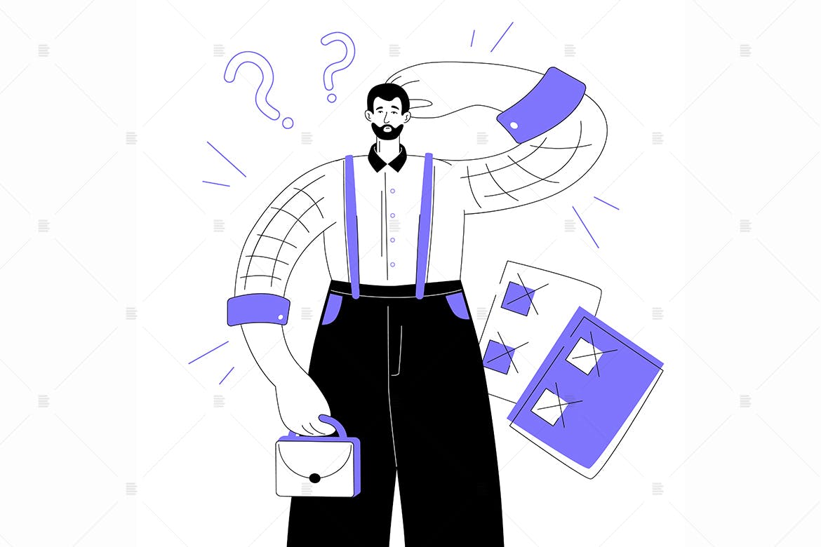 生产力扁平设计风格矢量概念插画 Productivity – flat design stele illustration插图(1)