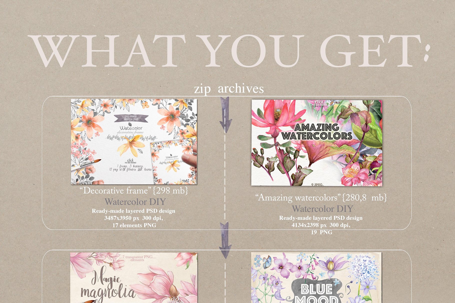 超级手绘水彩花园元素合集[1.23GB] Amazing garden 100 PNG插图(18)