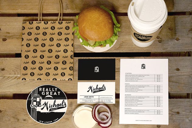 汉堡咖啡品牌样机模板 Burger Cafe Mockup插图(2)