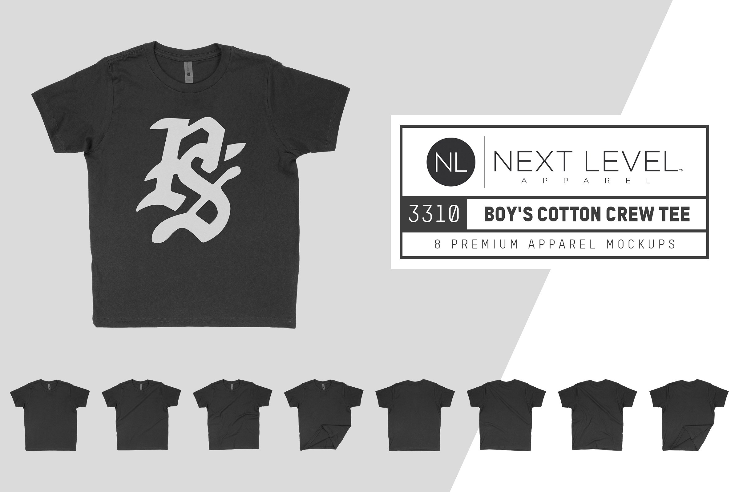 男士棉质短袖T恤服装样机 Next Level 3310 Boy’s Cotton T-Shirt插图