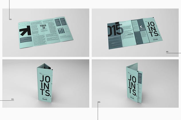 折页小册子传单样机模板 Gate Fold Roll Brochure Mockup插图(2)