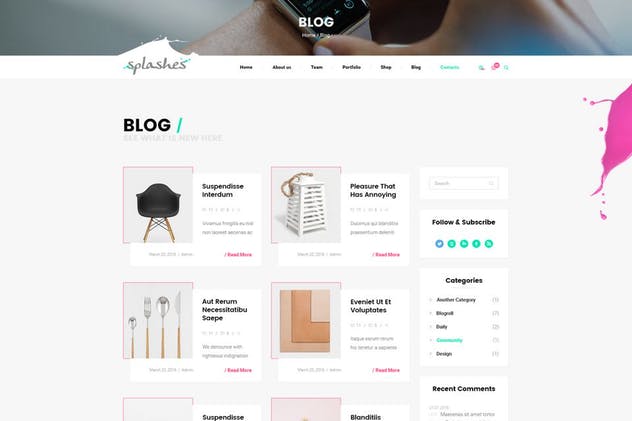 创意产品品牌网站/电商网站设计PSD模板 Splashes V2 PSD Template插图(1)