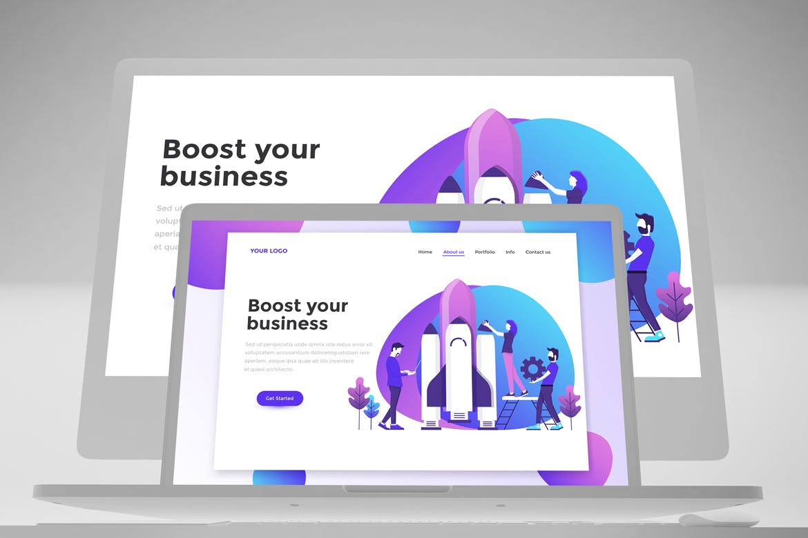 响应式网站设计效果图预览素材库精选样机模板 Clean Web Mockup插图(5)