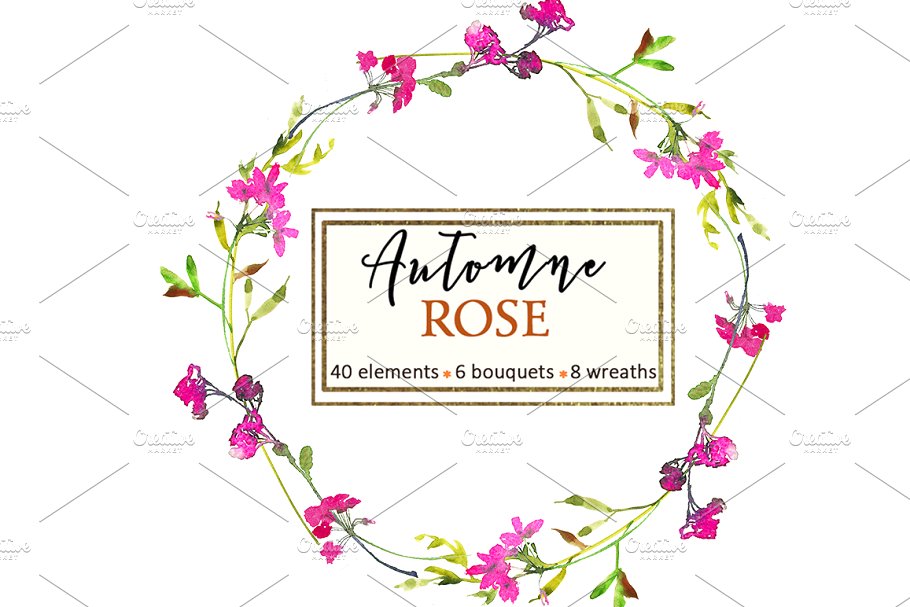 粉色红色花卉水彩剪贴画 Pink Watercolor Florals Clipart插图(12)