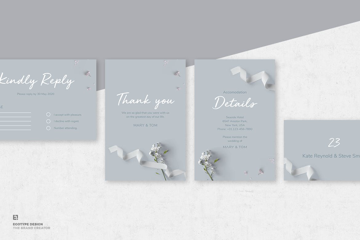 折纸艺术装饰风格婚礼邀请设计套件 Wedding Invitation Suite插图(5)