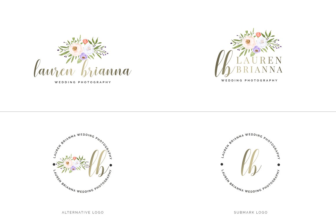 超级水彩风 Logo 设计素材包 Watercolor Premade Branding Logo Kit [模板、纹理&元素]插图(5)