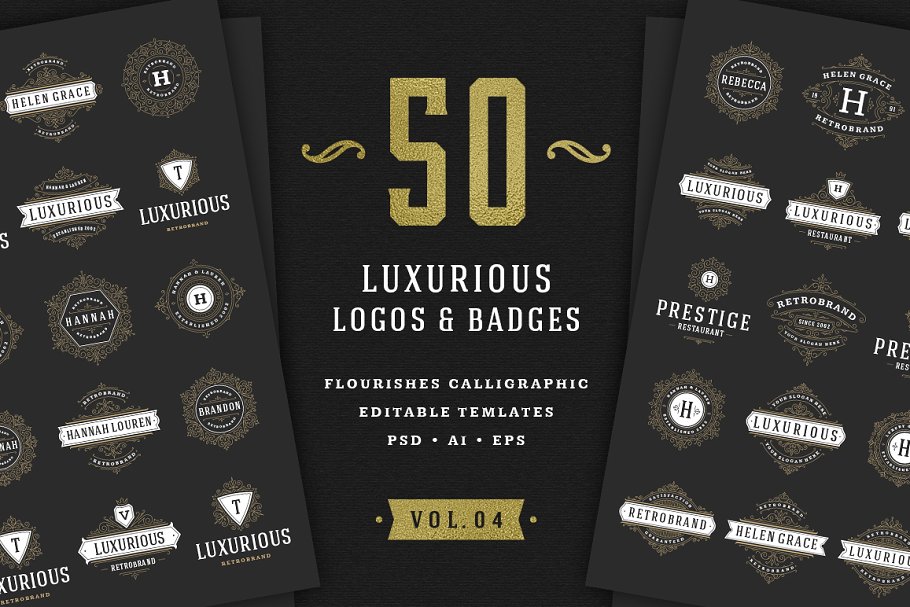 50款奢侈品品牌Logo设计模板 50 ornaments logos & monograms插图