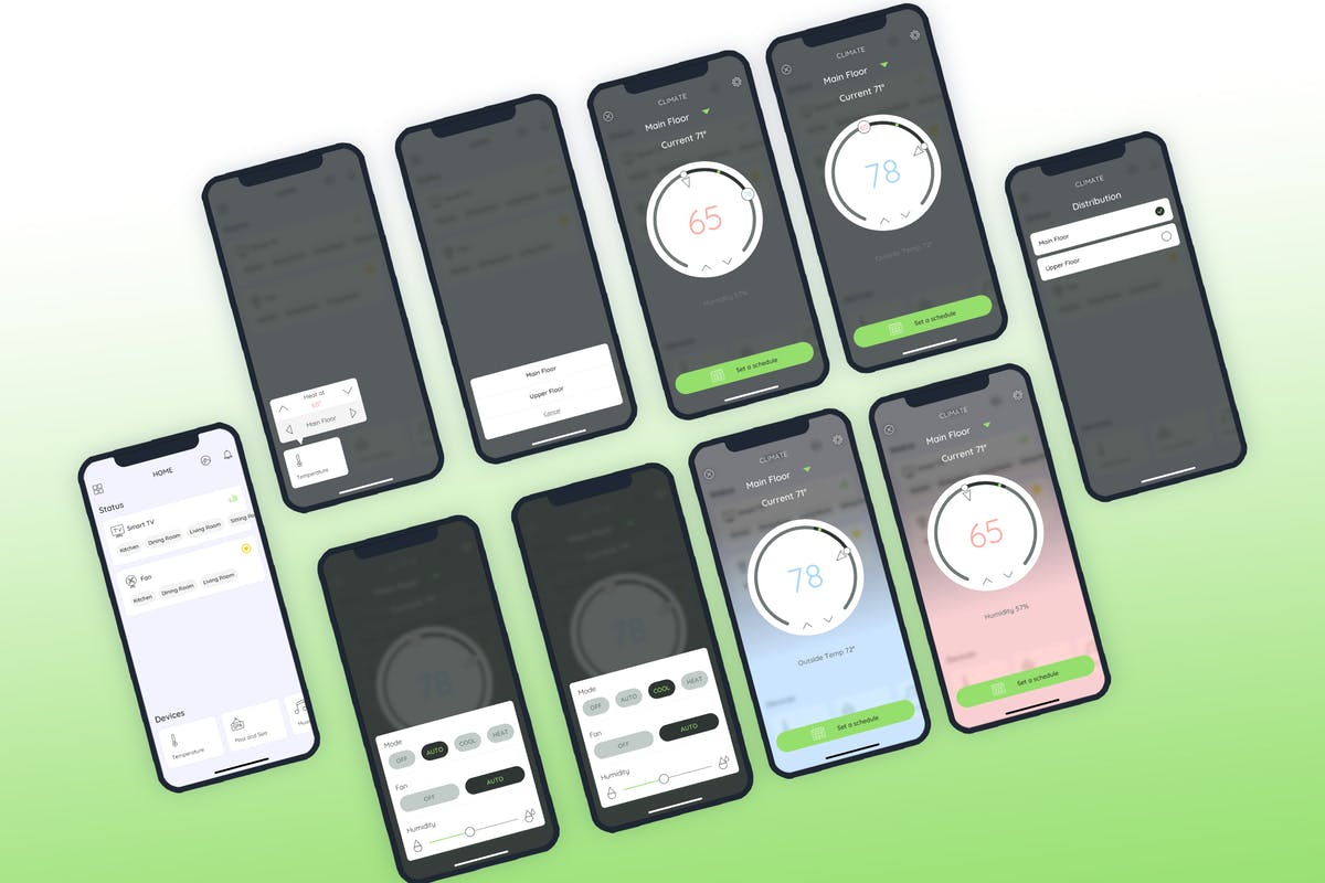 室温控制智能家居移动应用UI模板 Temperature Smarthome Mobile UI – FP插图