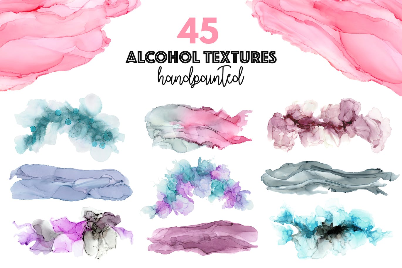 优雅彩色酒精墨水肌理纹理背景PNG素材 Elegant Alcohol Ink Textures插图(3)