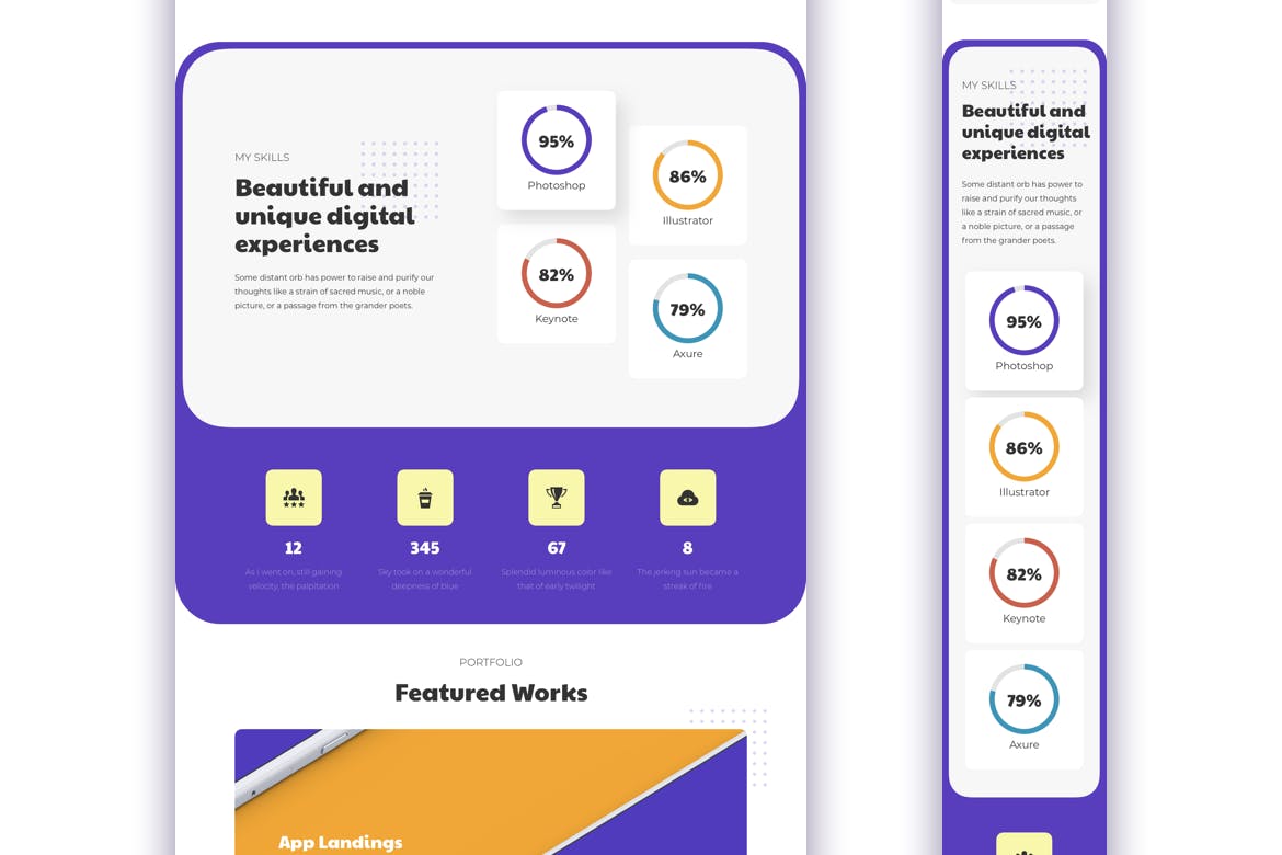 响应式设计风格作品集网站着陆页模板 Portfolio Responsive Landing Page插图(2)