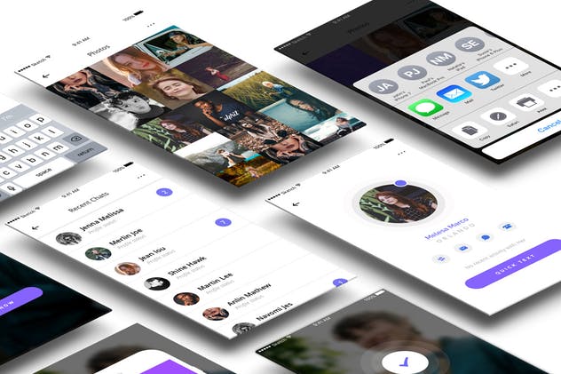 极简主义风格在线聊天APP应用UI模板[Sketch] Vistachat Light App UI sketch file插图(2)