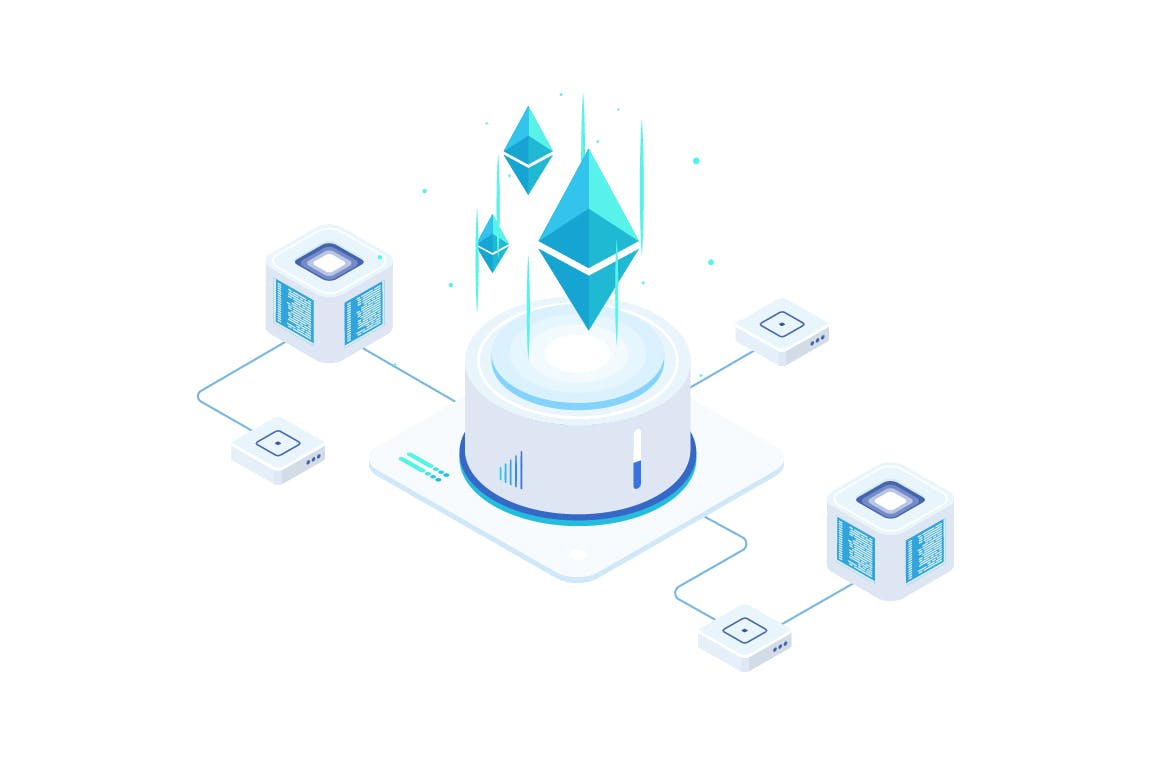 加密货币技术区块链等距矢量素材库精选概念插画素材 Cryptocurrency Technology Blockchain Isometric FV插图(2)