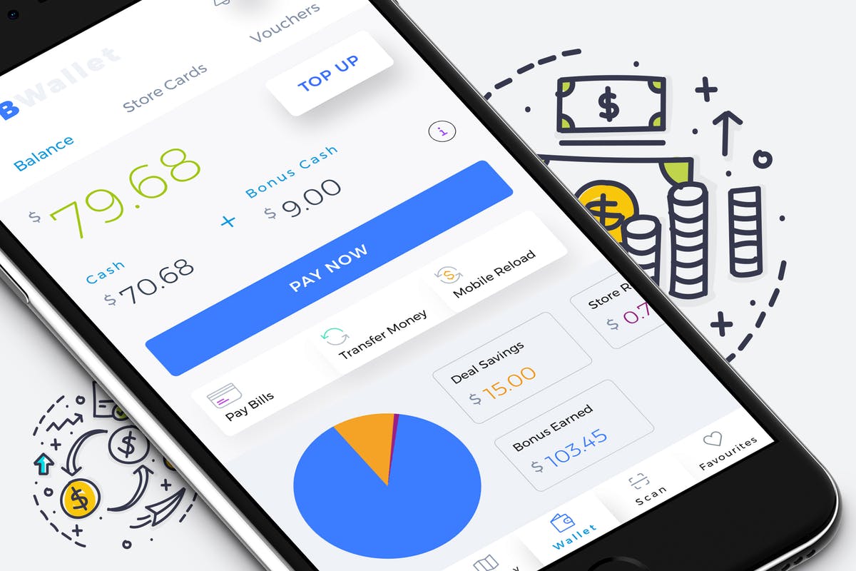 电子钱包APP应用仪表盘控制面板界面模板 B Wallet Dashboard 4 Mobile Ui插图