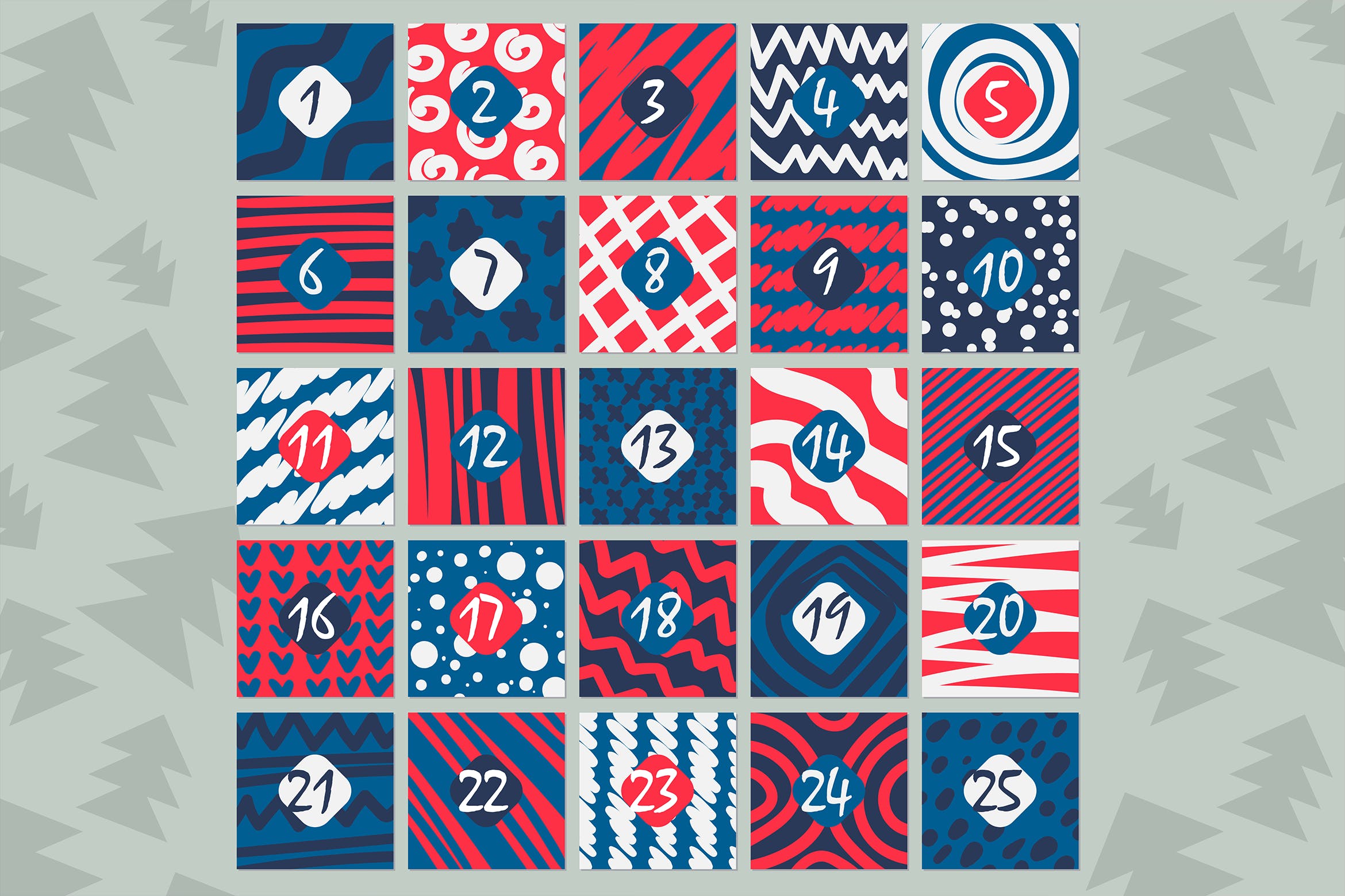 手绘纹理背景时尚日历设计模板 Stylish Advent Calendar Template插图