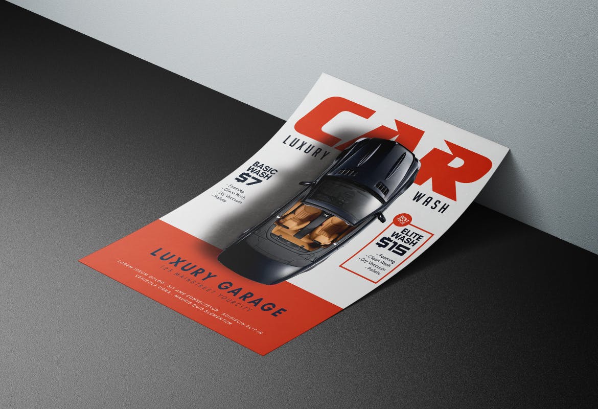 汽车保养清洁服务/4S店广告传单设计模板 Car Wash Flyer插图(1)