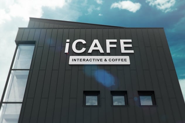 3D标志招牌立面墙样机模型 3D Logo Signage Facade Wall Mock-Ups插图(2)