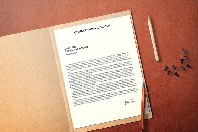 简约风格美式信头信纸版式设计样机素材库精选 US Letter Letterhead Mock-Up插图(1)