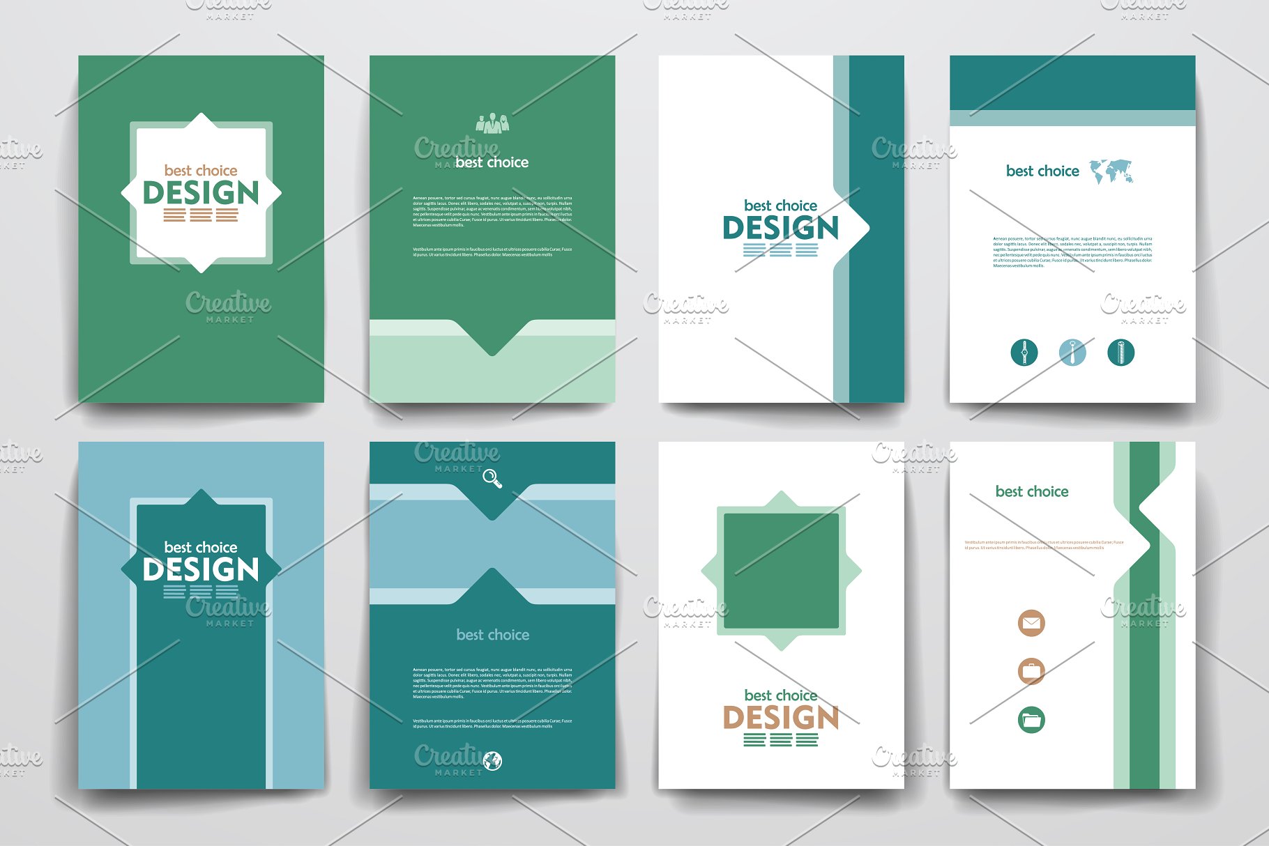 一组漂亮的简约背景小册子模板 Set of Beautiful Brochures插图(3)