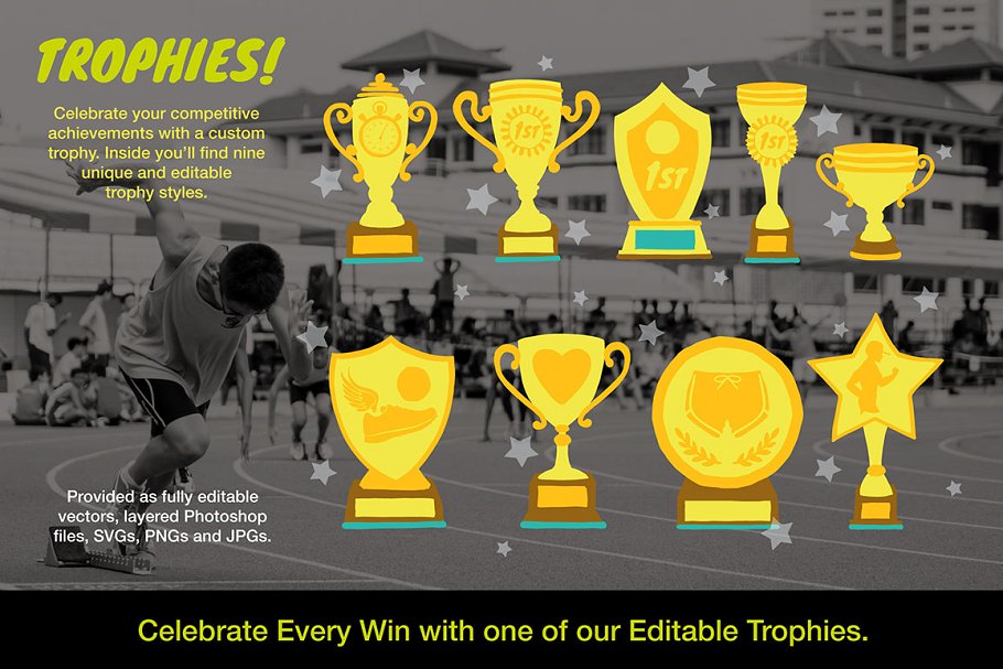 奔跑吧!兄弟:运动图形和标志素材 Running Graphics and Logos Pack插图(5)