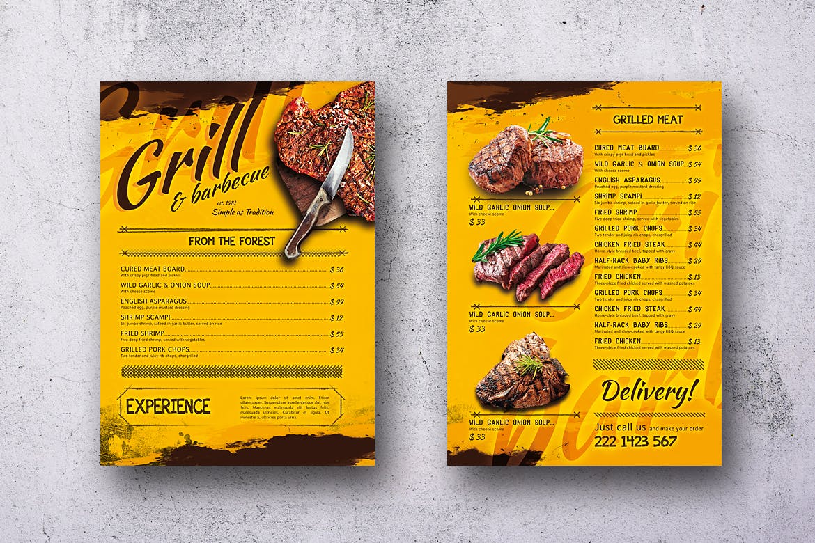 BBQ西式烧烤菜单设计模板 BBQ Vintage Food Menu Bundle插图(10)