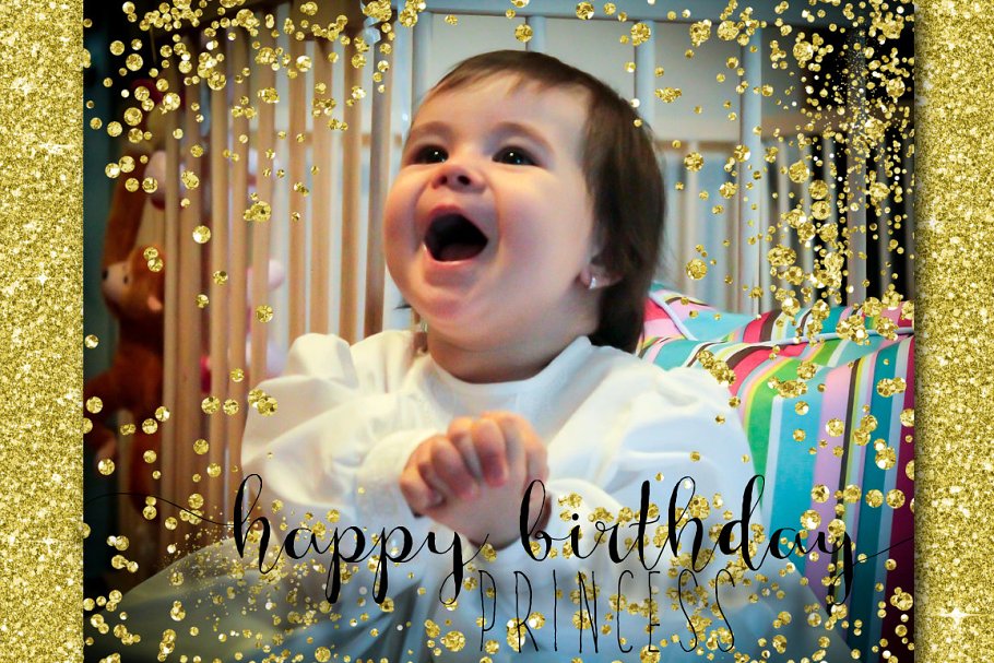 金色五彩纸屑叠层背景 Gold Confetti Overlays/Backgrounds插图(1)