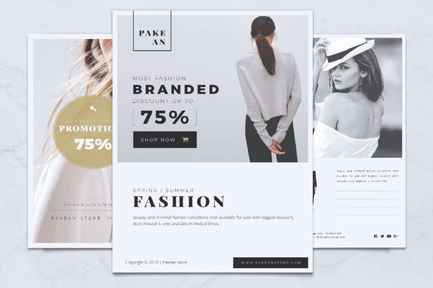 极简设计风格时尚品牌促销海报模板设计 PAKEAN Minimal Fashion Flyer插图(9)