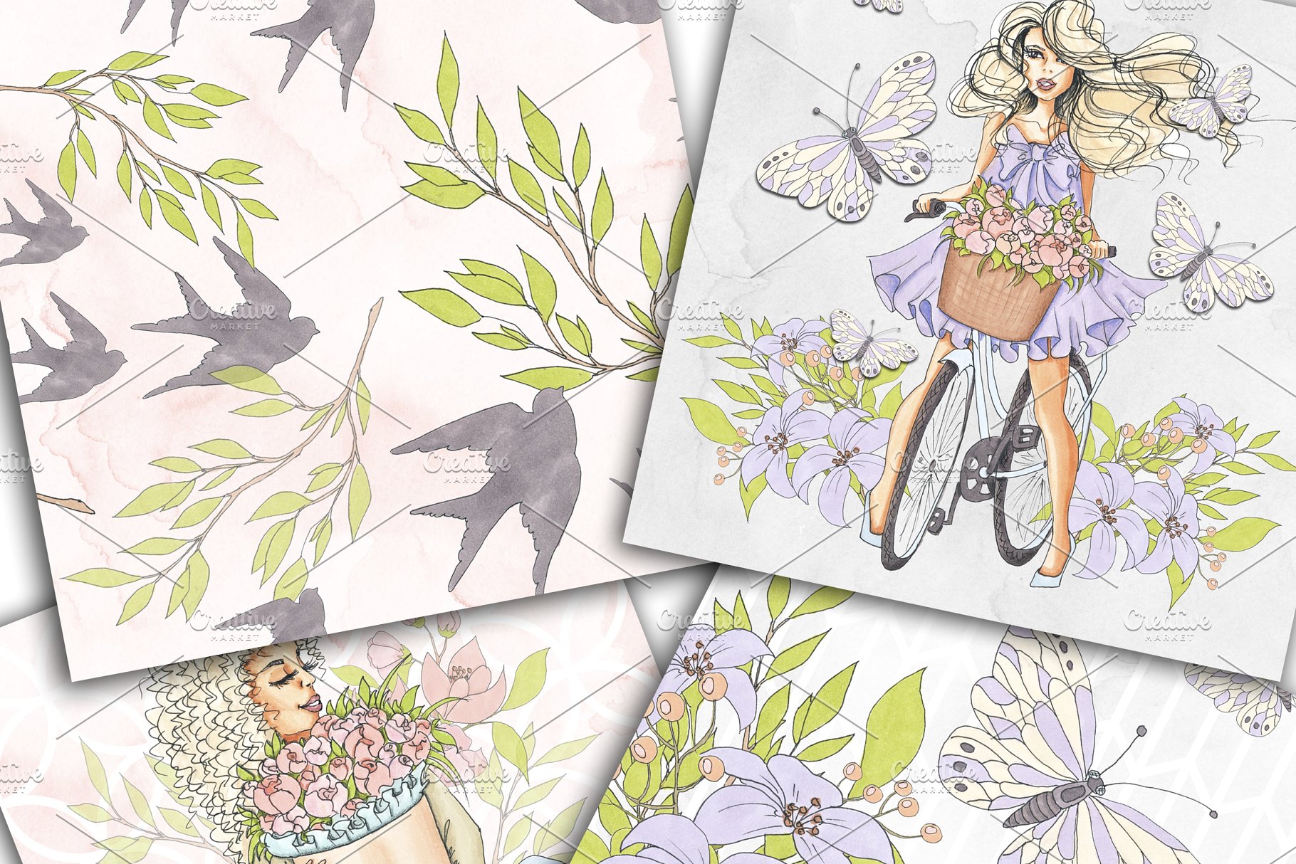 春季情调水彩插画合集 Spring Mood Design Kit插图(6)