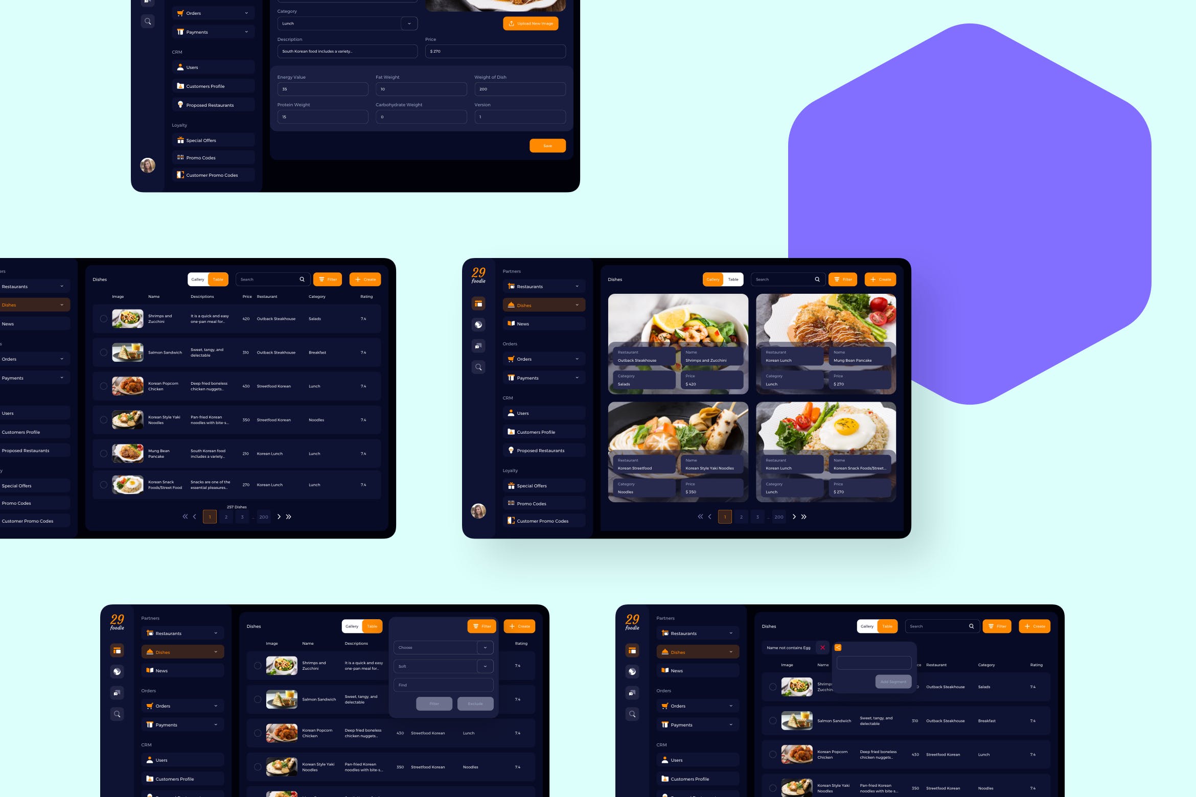 美食主题网站/平台菜谱菜单管理界面UI设计模板 29Foodie Food Admin Dishes Ui – FP插图