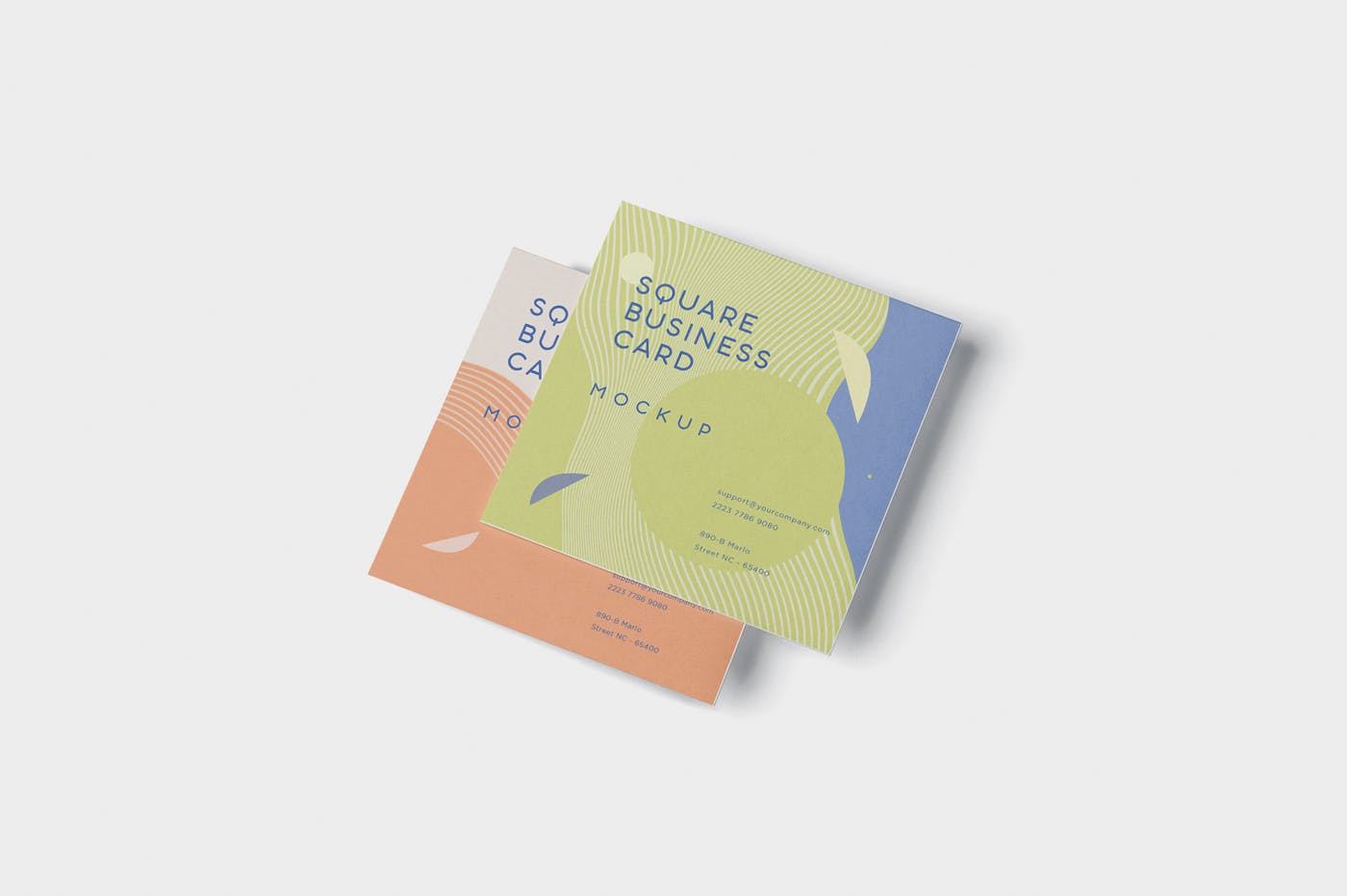 正方形创意企业名片设计阴影效果图样机 Business Card Mockup in Square Format插图(2)