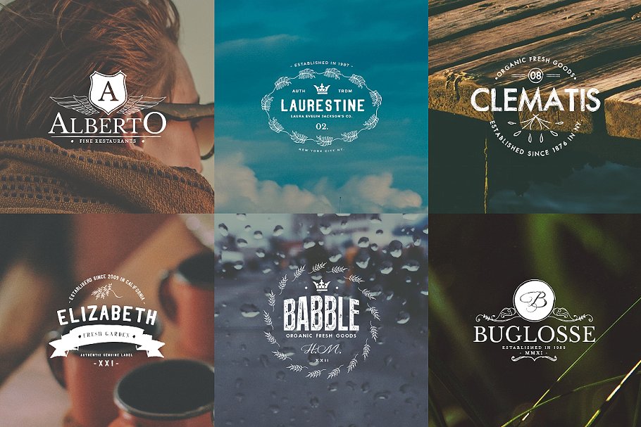 复古环绕花边徽章设计Logo模板 Vintage Logos & Badges Set 4插图(4)