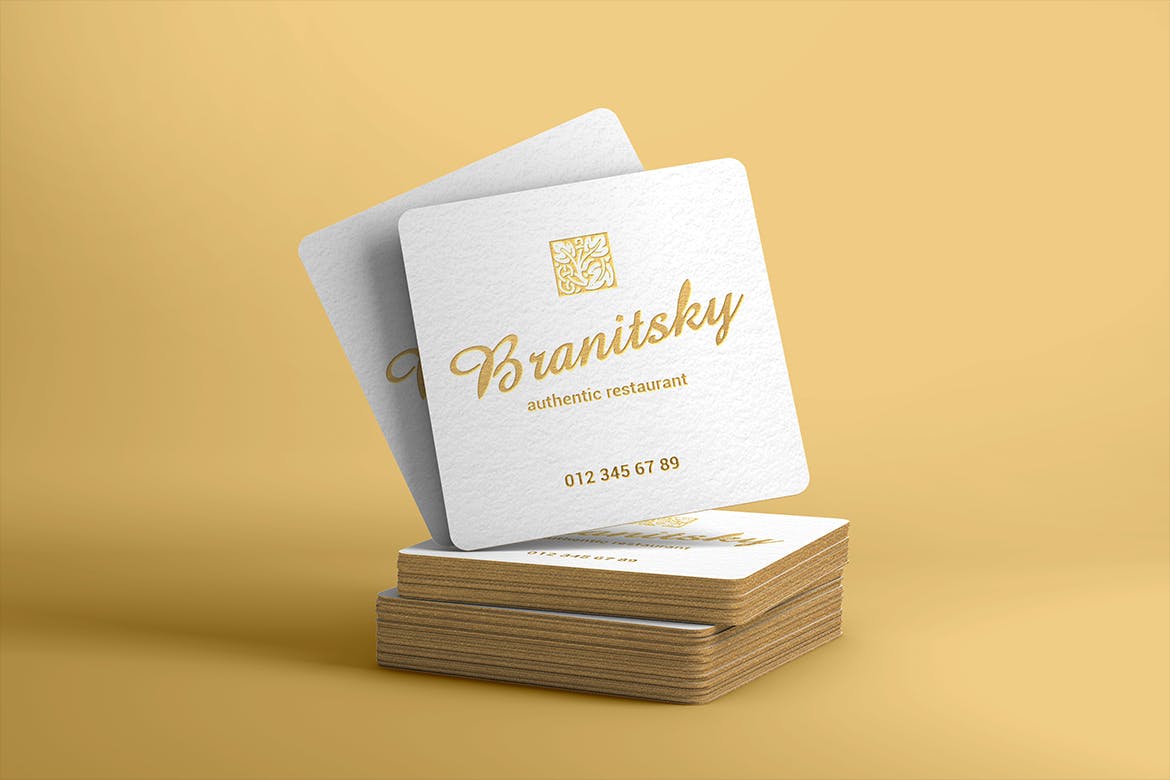 圆角方形名片设计图素材库精选 Square Business Card With Rounded Corners Mockups插图(5)