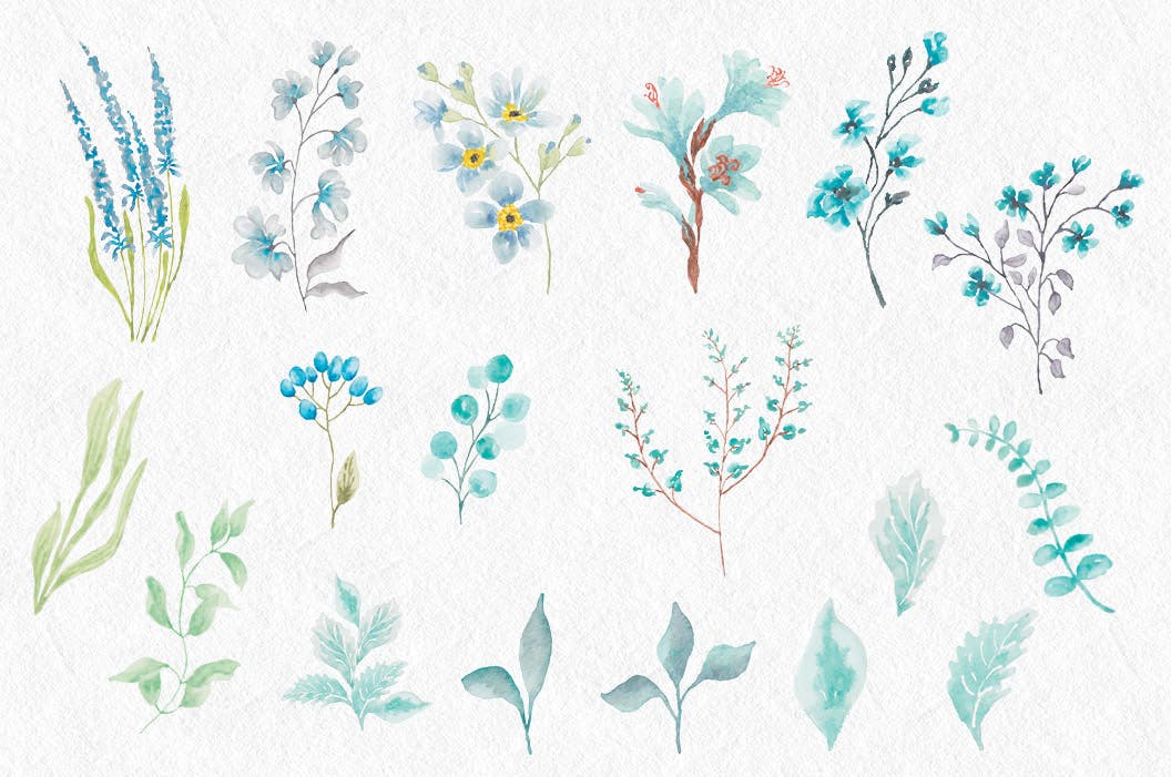 海洋天空色彩水彩手绘绘画剪贴画素材包 Turquoise Splash: Watercolor Clip Art Set插图(4)