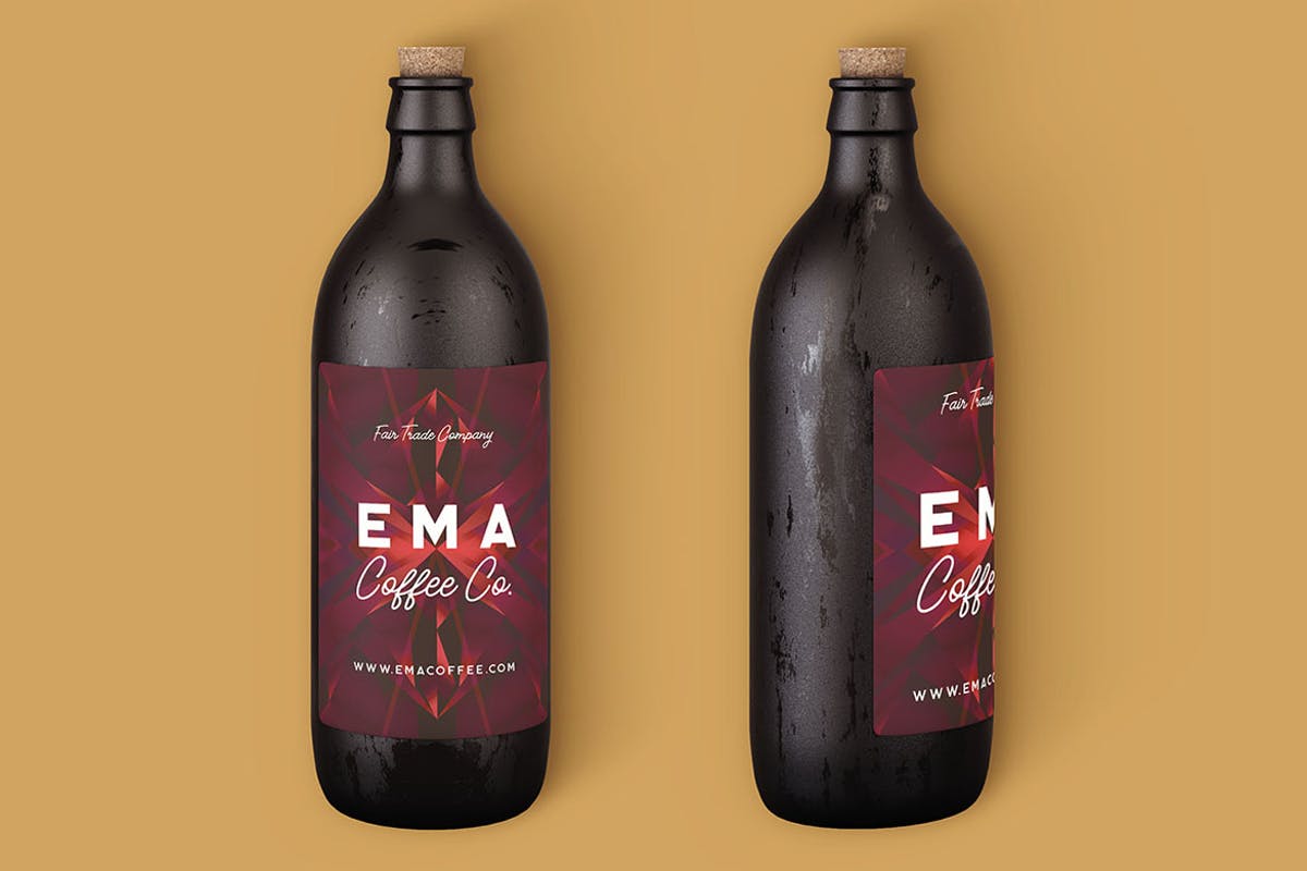 咖啡＆啤酒瓶样机模板v2 Coffee or Beer Bottle Mock-up 2插图