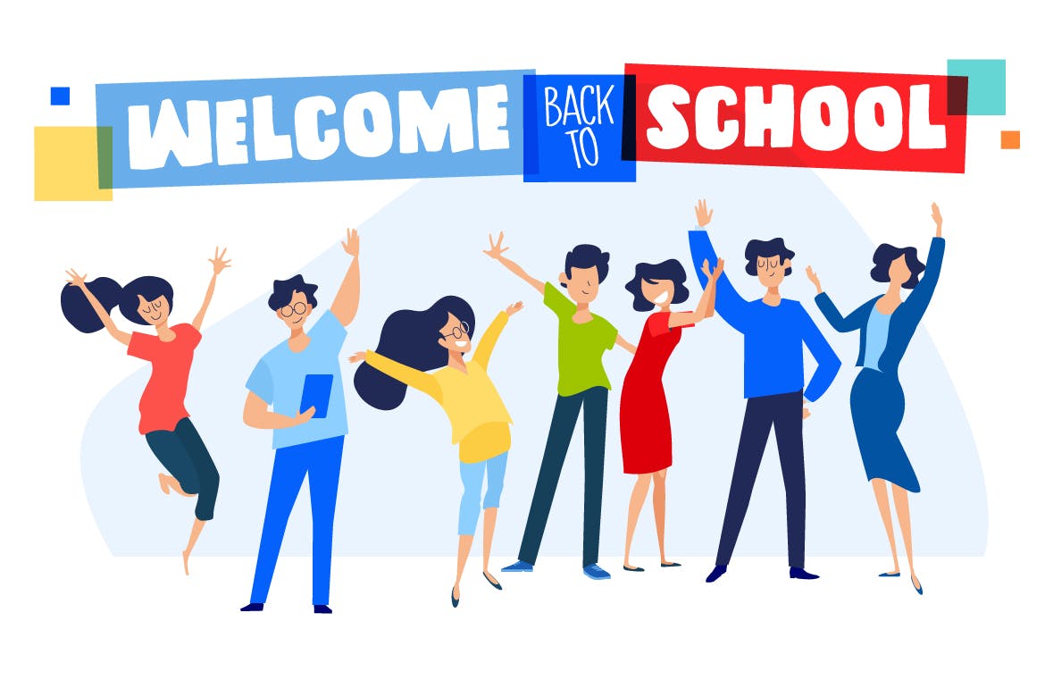 开学季校园主题矢量概念插画 Back to school插图(1)