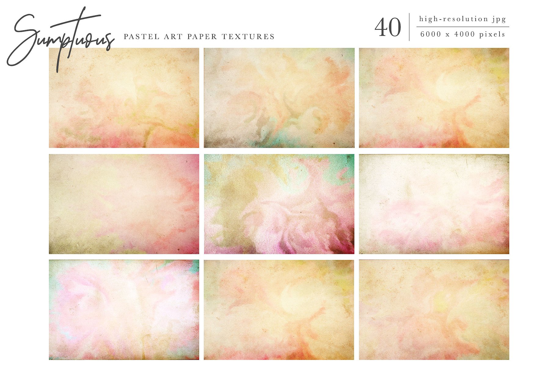 奢华粉画纸纸张纹理 Sumptuous Pastel Paper Textures插图