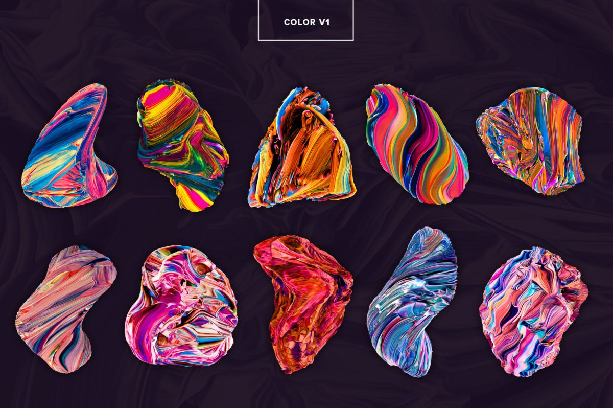 创意抽象纹理系列：80个3D立体抽象形状&PS笔刷 Displaced插图(6)