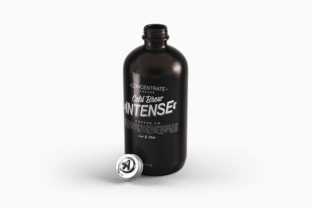 塑料金属啤酒圆瓶酒瓶外观设计样机模板 Plastic Metal Boston Round Bottles Mockup插图(8)