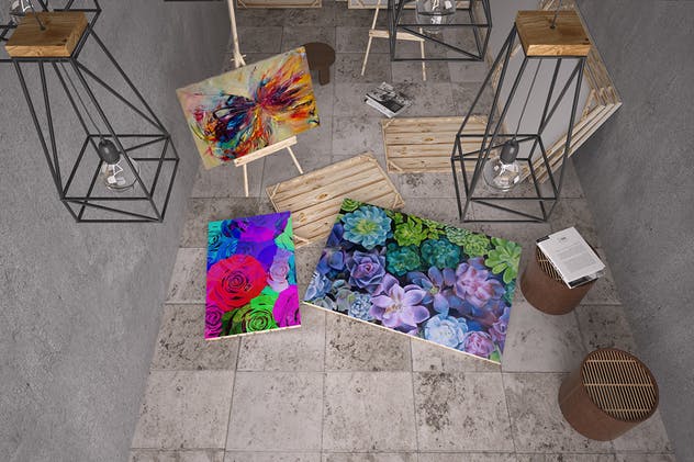 水彩油画手绘艺术作品画廊样机 Painting Gallery Mockup插图(6)