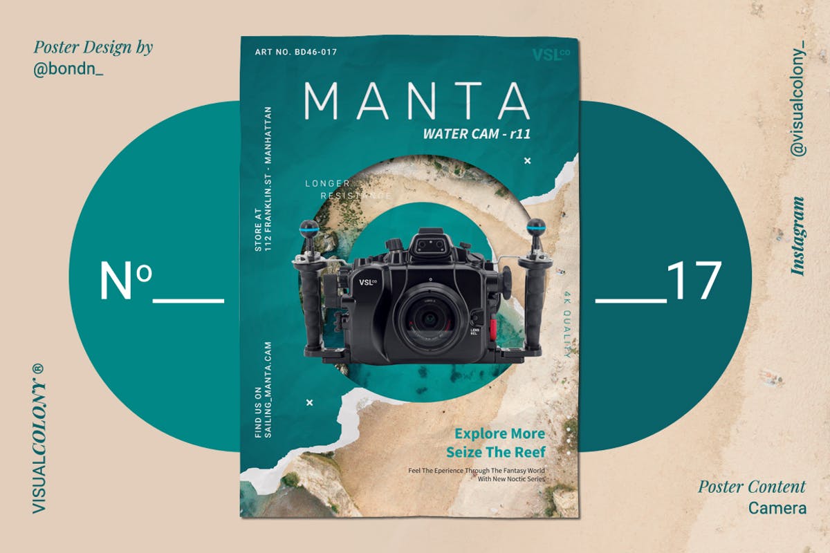 摄影器械单反相机新品发布海报设计模板 Photography Poster插图