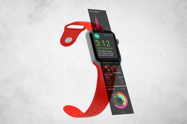 Apple智能手表APP设计展示设备样机V.3 Apple Watch Mockup V.3插图(5)