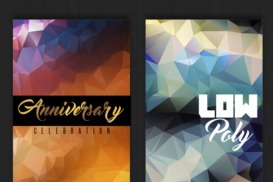 19款多边形几何彩色背景 19 Low Poly Backgrounds插图(2)