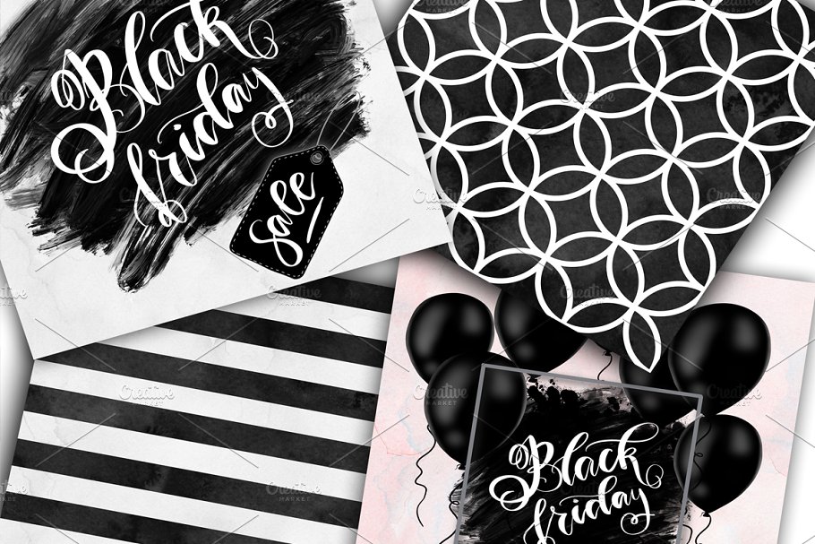 黑五时尚服饰手绘设计插画 Black Friday Hand Painted Design Kit插图(6)