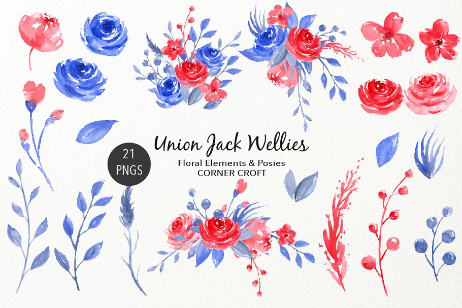 水彩英国国旗雨靴插图 Watercolour Union Jack Rain Boots插图(3)