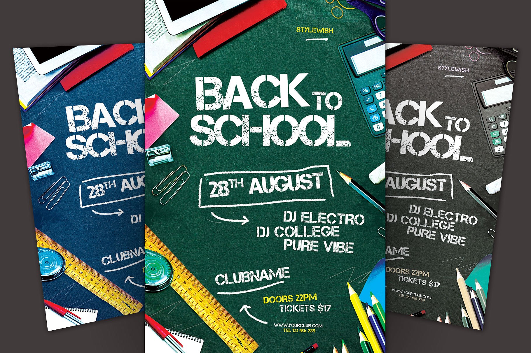 重返校园开学季派对活动海报传单模板 Back to School Template插图