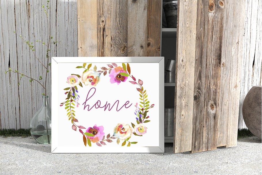 浪漫粉色水彩花卉 Romantic Pink Watercolor Flowers插图(5)