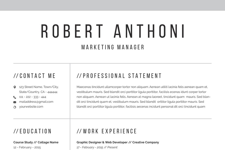 清新简约专业个人简历电子简历模板 Clean Professional Resume Template插图(4)