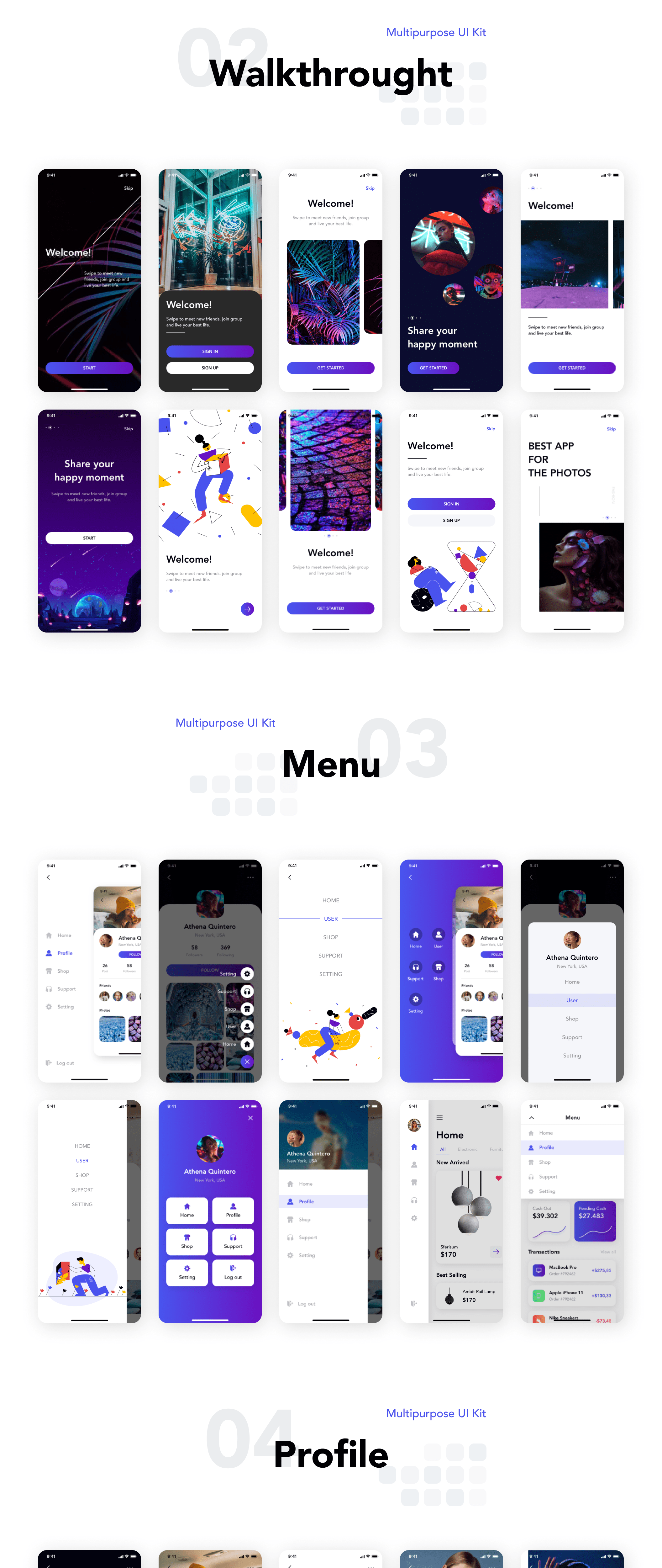 素材库下午茶:渐变色设计风格多功能APP应用UI套件插图(1)